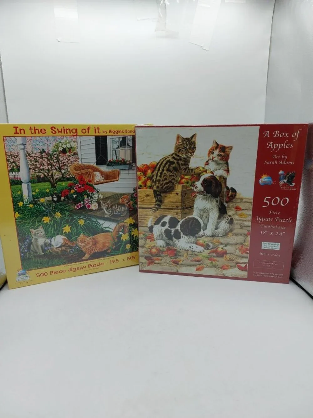 A Box Of Apples Kittens Puppies & In The Swing Of It SunsOut Puzzles NWT